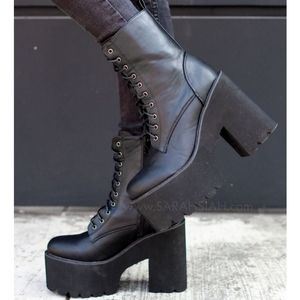 Platform Black Combat Boots